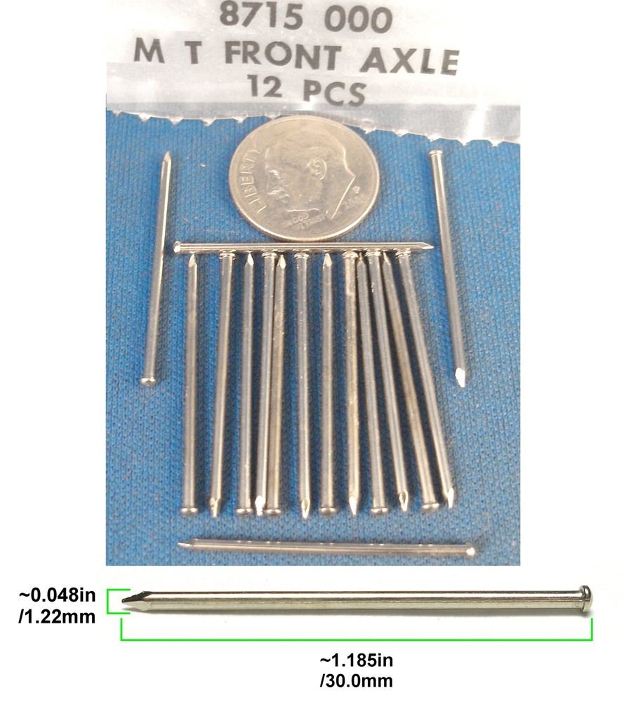 12 Aurora AFX MT HO SLOT CAR PIN STYLE FRONT AXLE #8715 Original Vintage Parts !