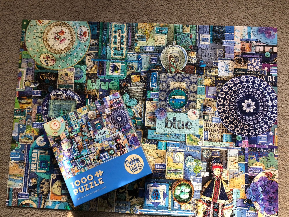 Cobble Hill Blue Jigsaw Puzzle 1000 Piece Complete