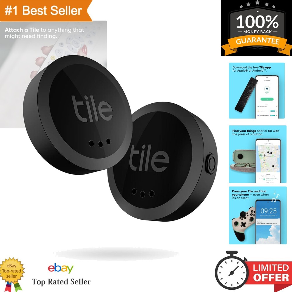 2-Pack Stickers: Compact Bluetooth Tracker & Item Locator - Water-Resistant