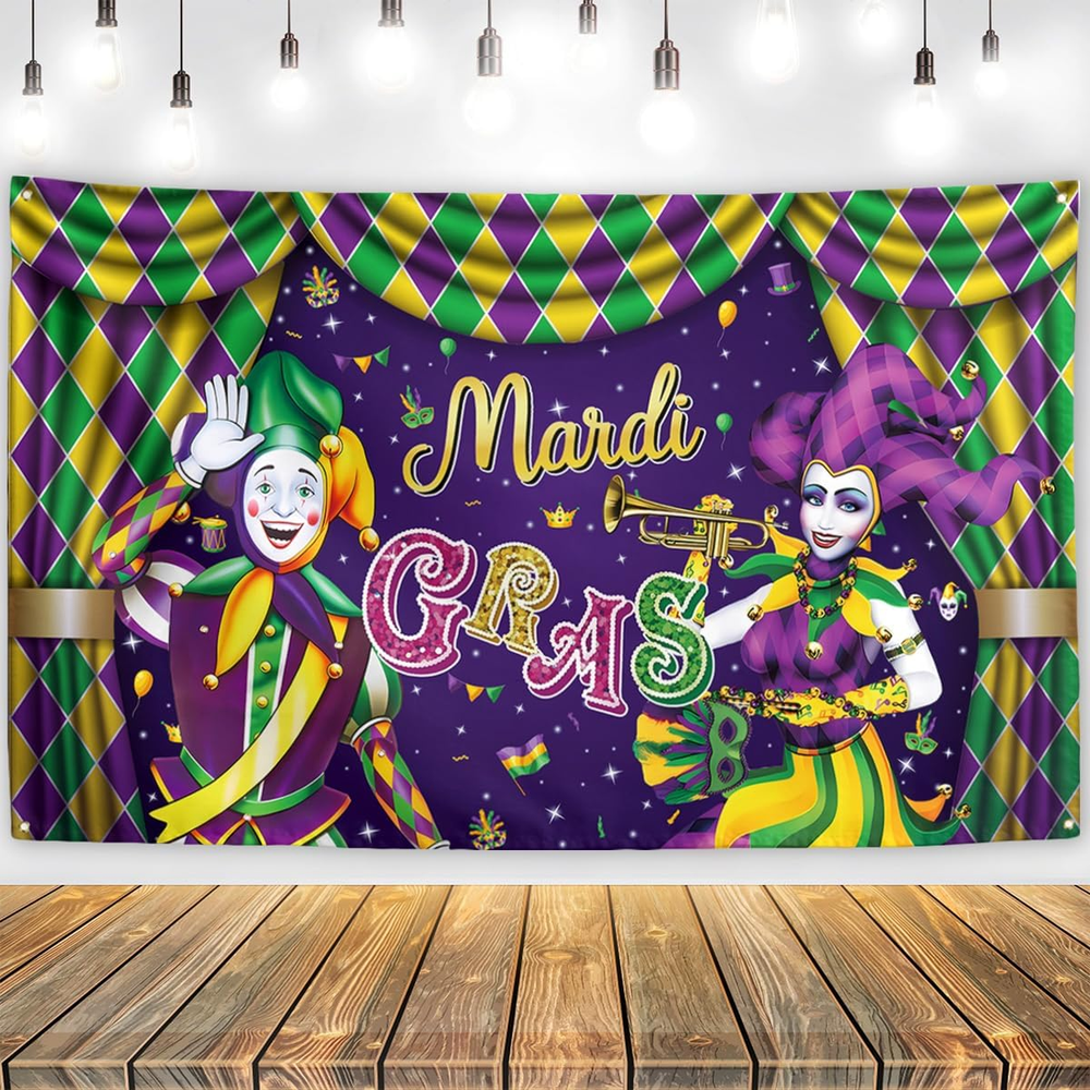 Mardi Gras Decorations New Orleans Brazi Carnival Backdrop Fat Tuesday Banner Ma