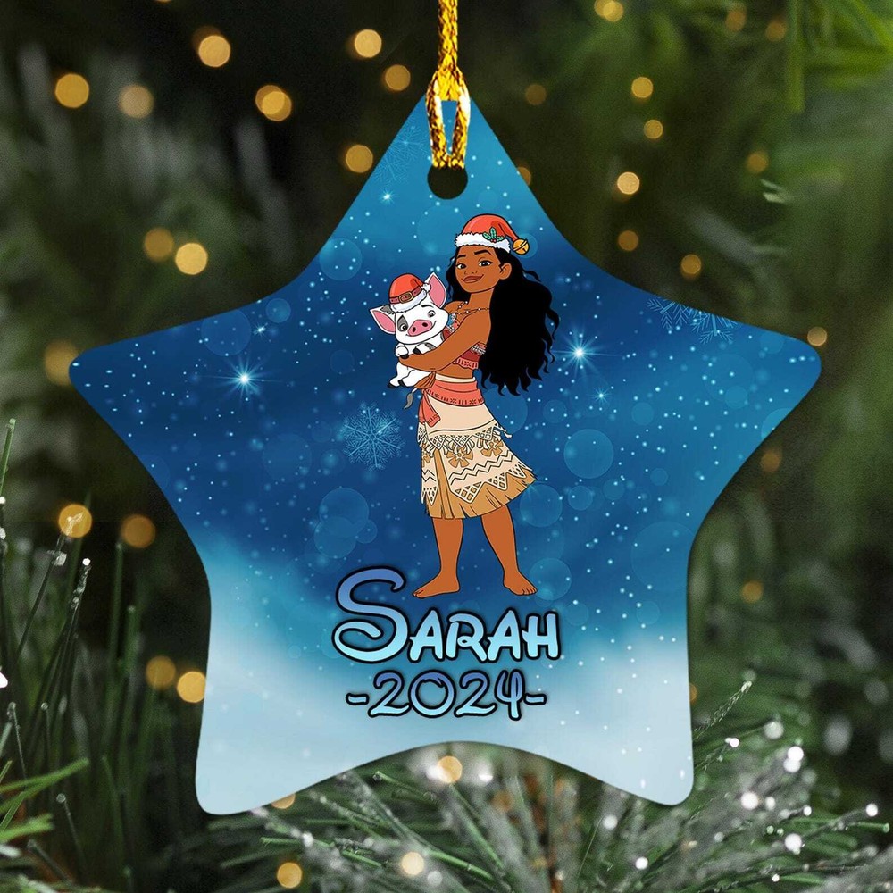 Moana Santa Hat with Pua Pig Christmas Ornament - Personalized-image