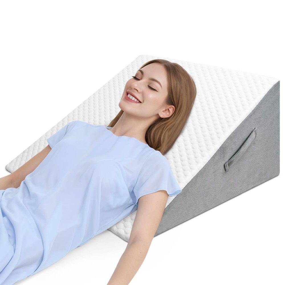 12-Inch Bed Wedge Pillow for Sleep Apnea Relief & Comfortable Support  