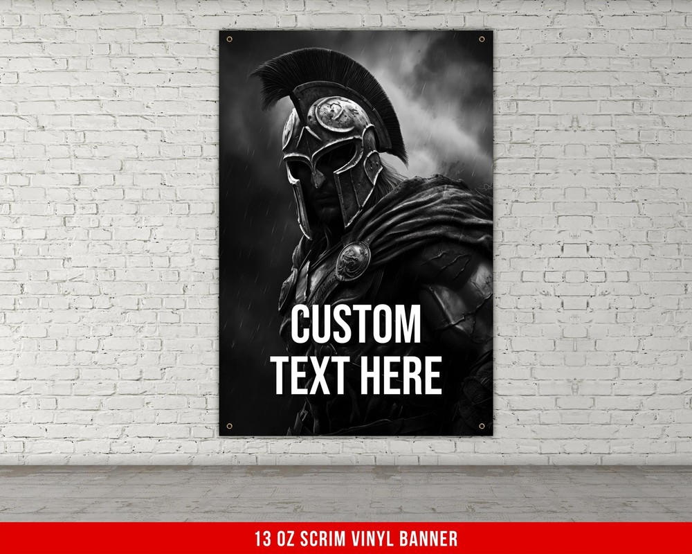 Spartan Gym Banner Wall Art - Motivational Weightlifting Flag for Home Workout