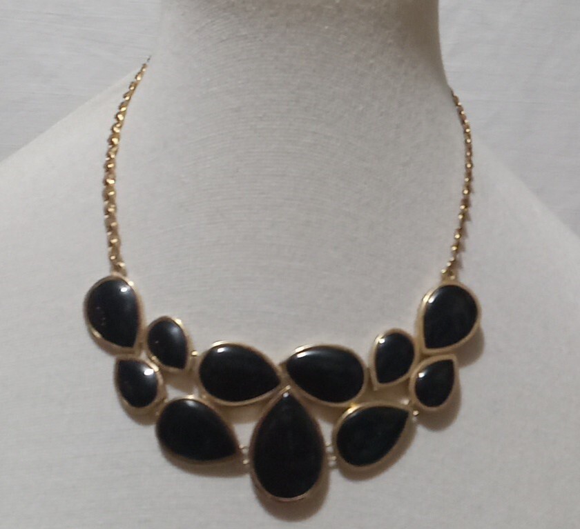 Black And Gold Tone Statement Necklace