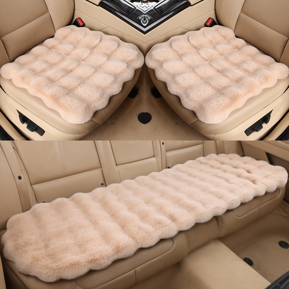 3Pcs Thickened Plush Car Seat Cushion Set Fit Car Seat Interior Warm Winter Mats