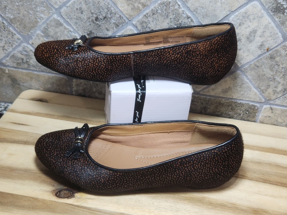 Clarks Womens Alitay Giana Cheetah Print Leather Ballet Flats Size 8-image