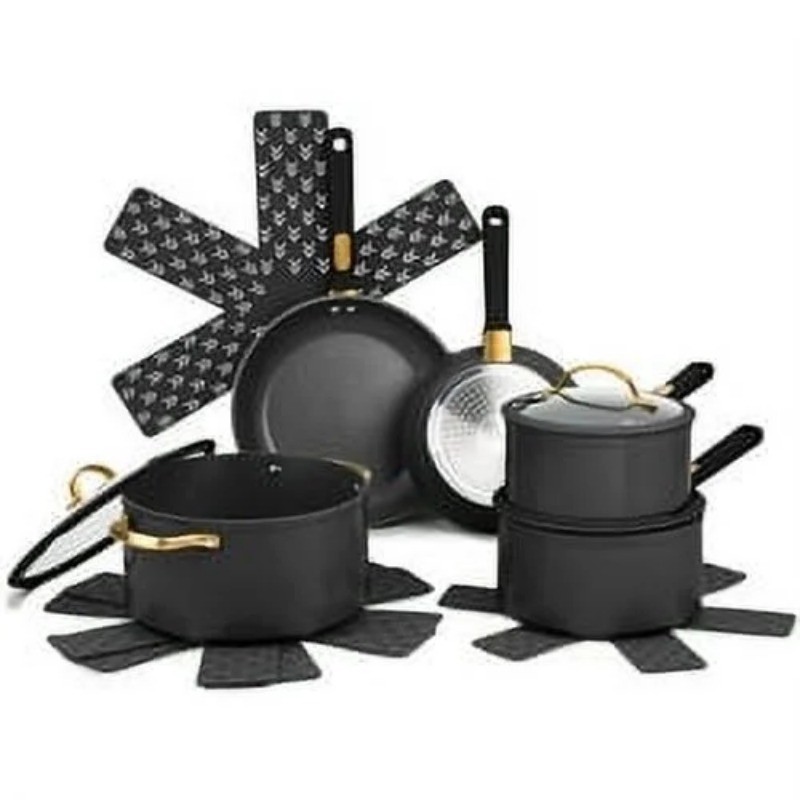 Granite 12-Piece Cookware Set Non-Stick Essential for Your Kitchen - Gunmetal