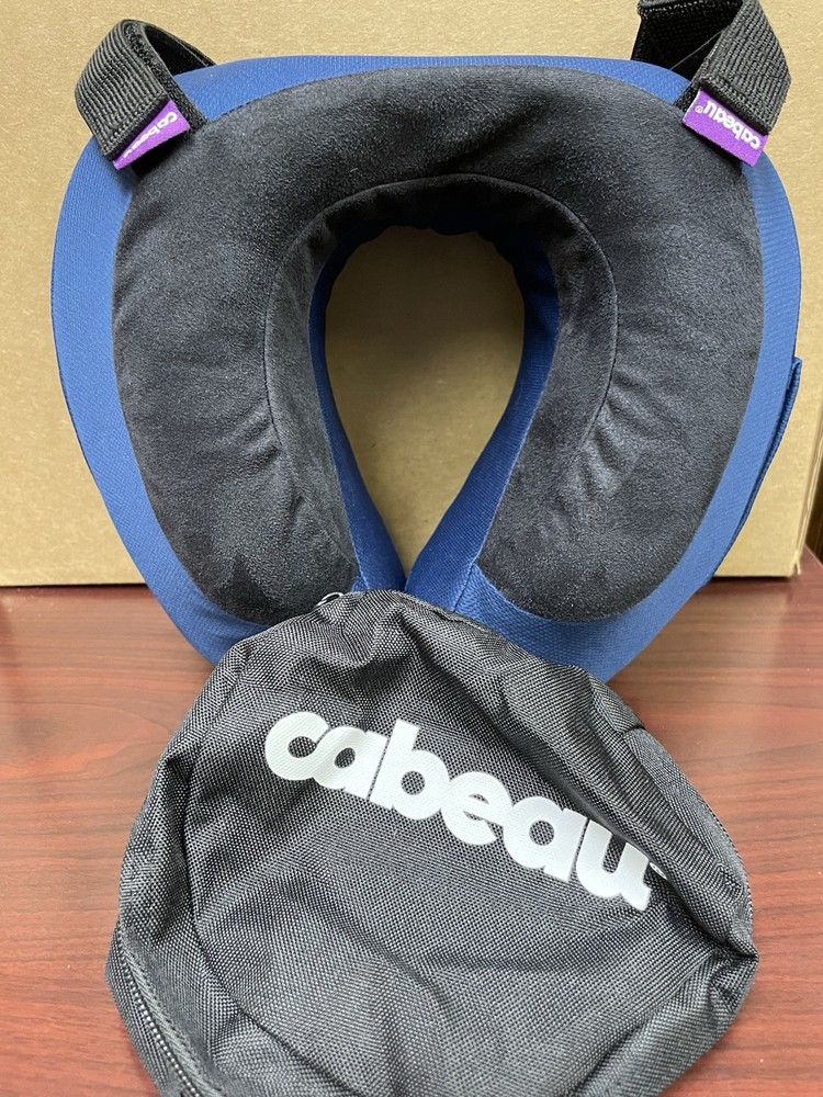 Cabeau Evolution Blue Memory Foam Travel Neck Pillow with Bag