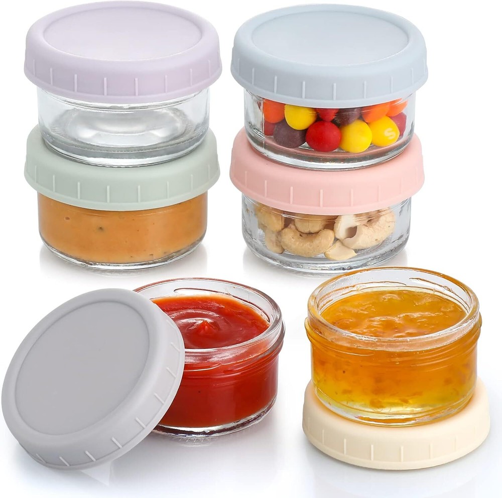 VITEVER 6-Pack 2.7 oz Glass Salad Dressing Containers for On-the-Go