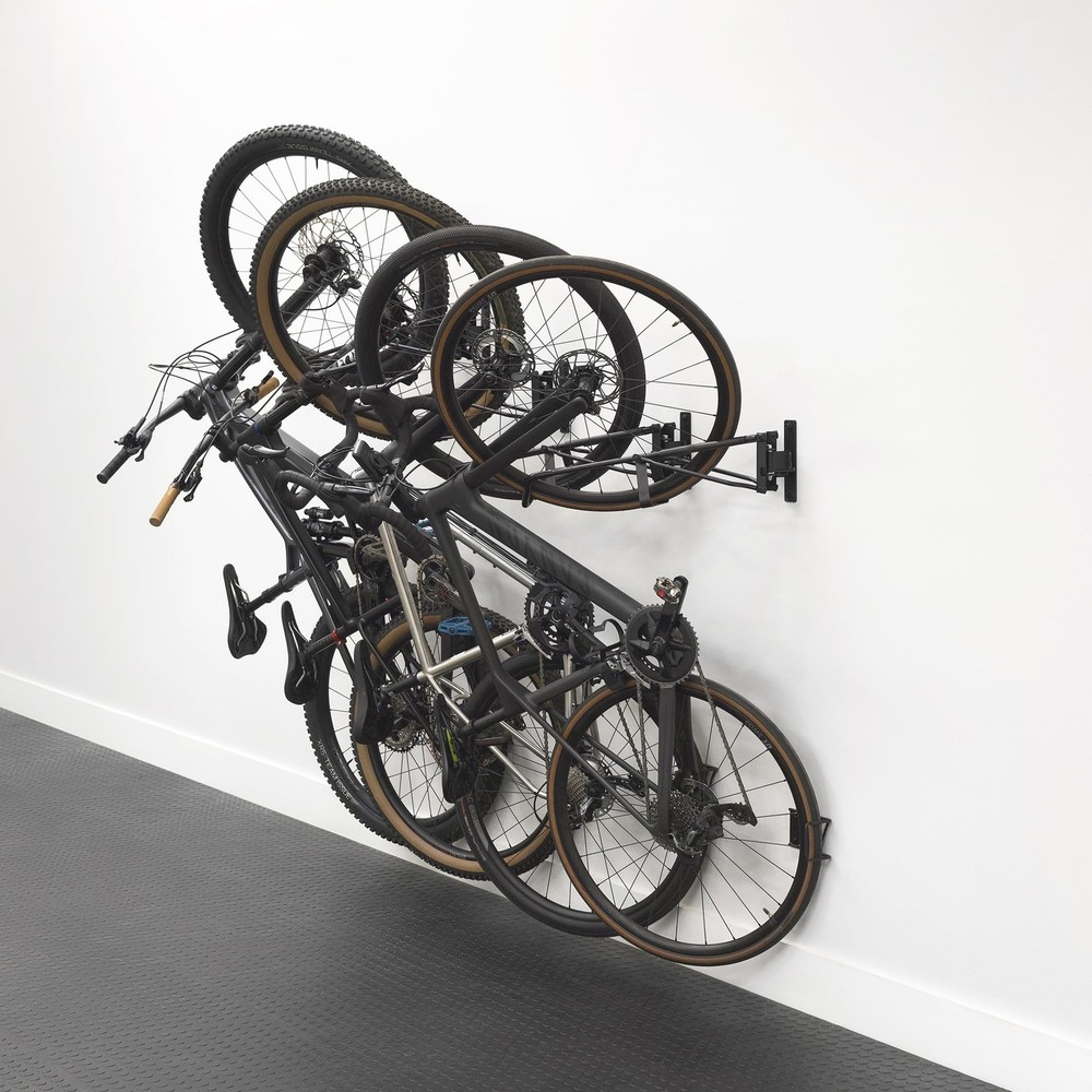SwivelStow 4-Pack Bike Wall Mount Rack for MTB Road and Gravel Bikes