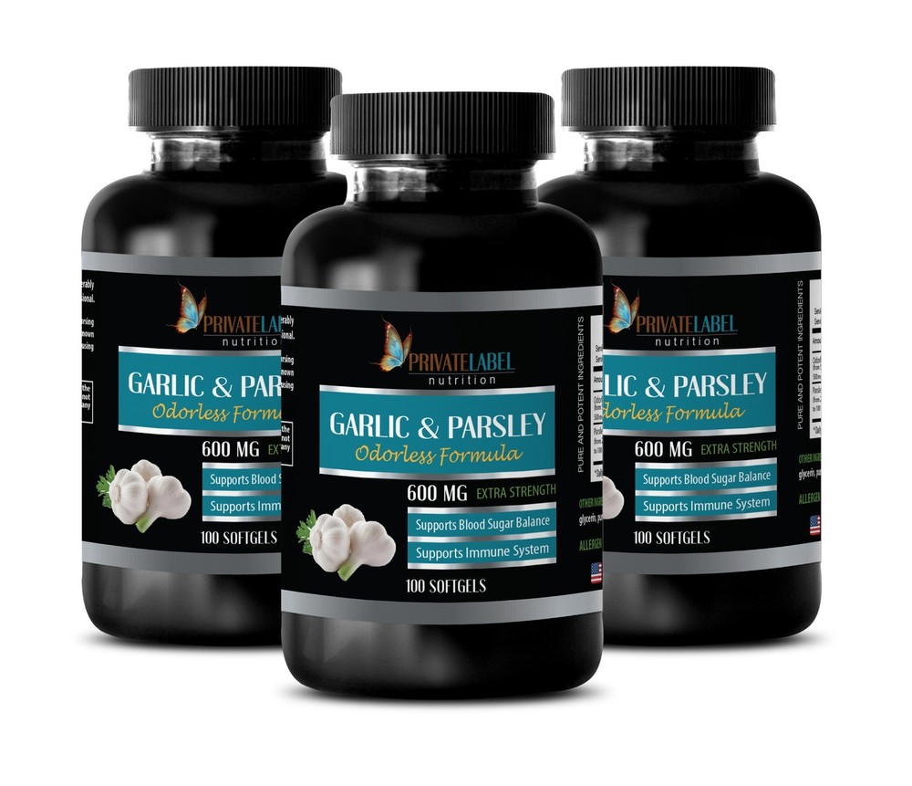 kidney cleanse - GARLIC & PARSLEY COMPLEX - healthy digestive -3 Bot 300 Softgel