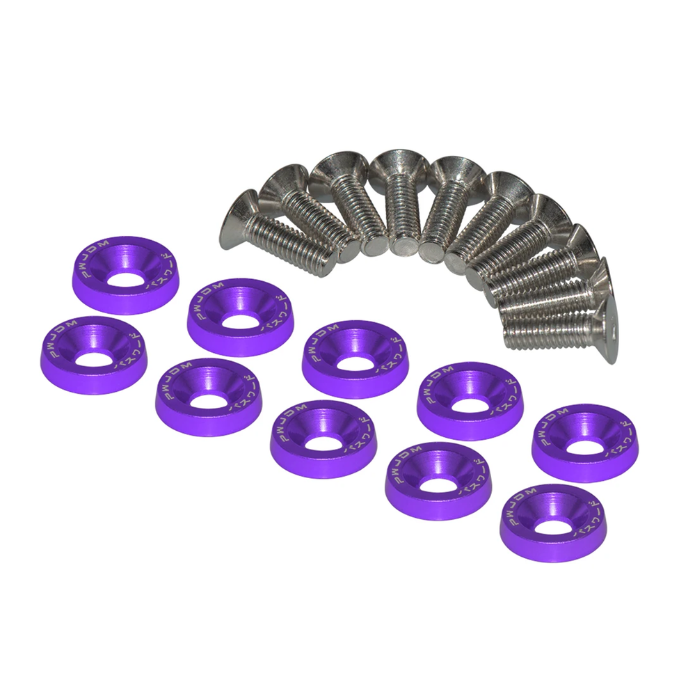 Purple JDM Engine Bay Dress Up Kit with M6 Bolts and 20 Fender Washers-image