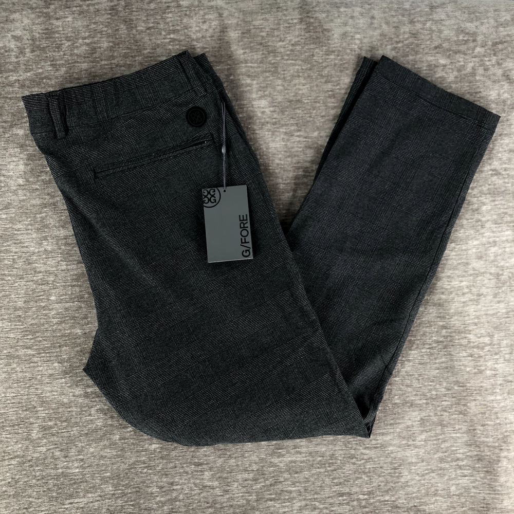 G/FORE Performance Golf Pants Gray Charcoal Men's L Glen Trousers NEW G4MF23B136