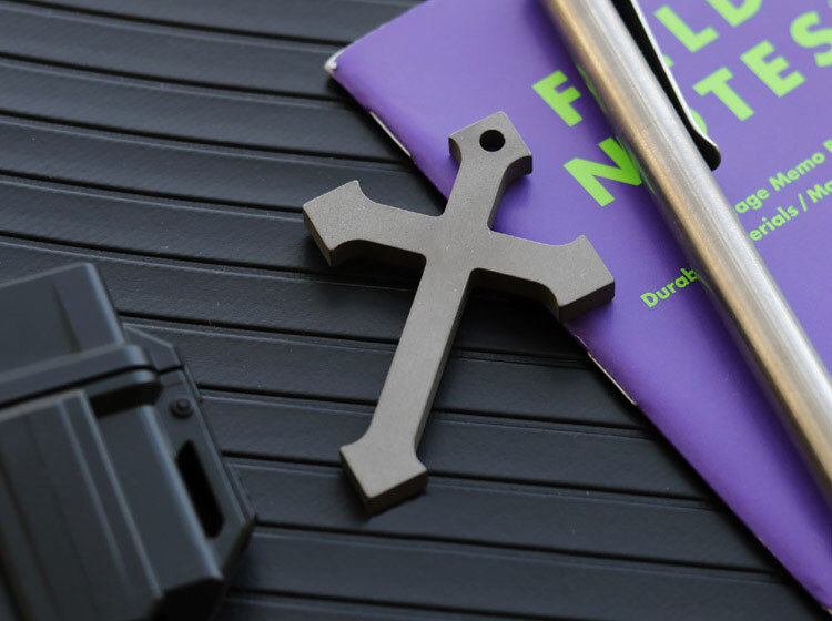 Men Women Solid EDC Titanium Alloy CNC Cross Necklace Pendant Bead Keyhain DIY