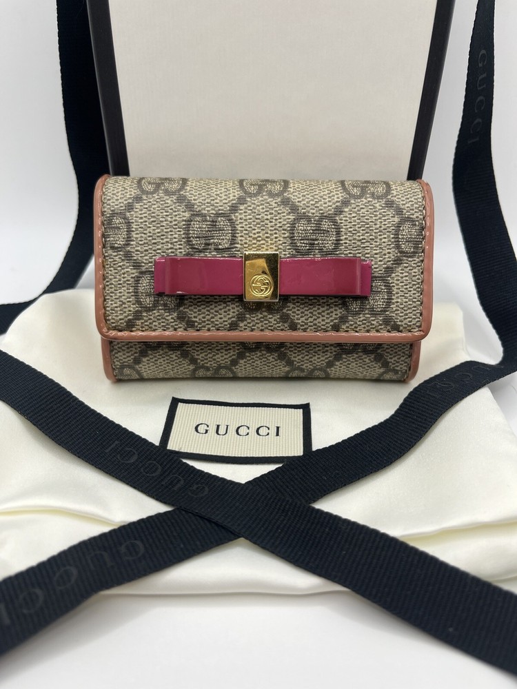 Gucci Trifold Key Case Holder 6 Hooks Supreme Ribbon Full Set
