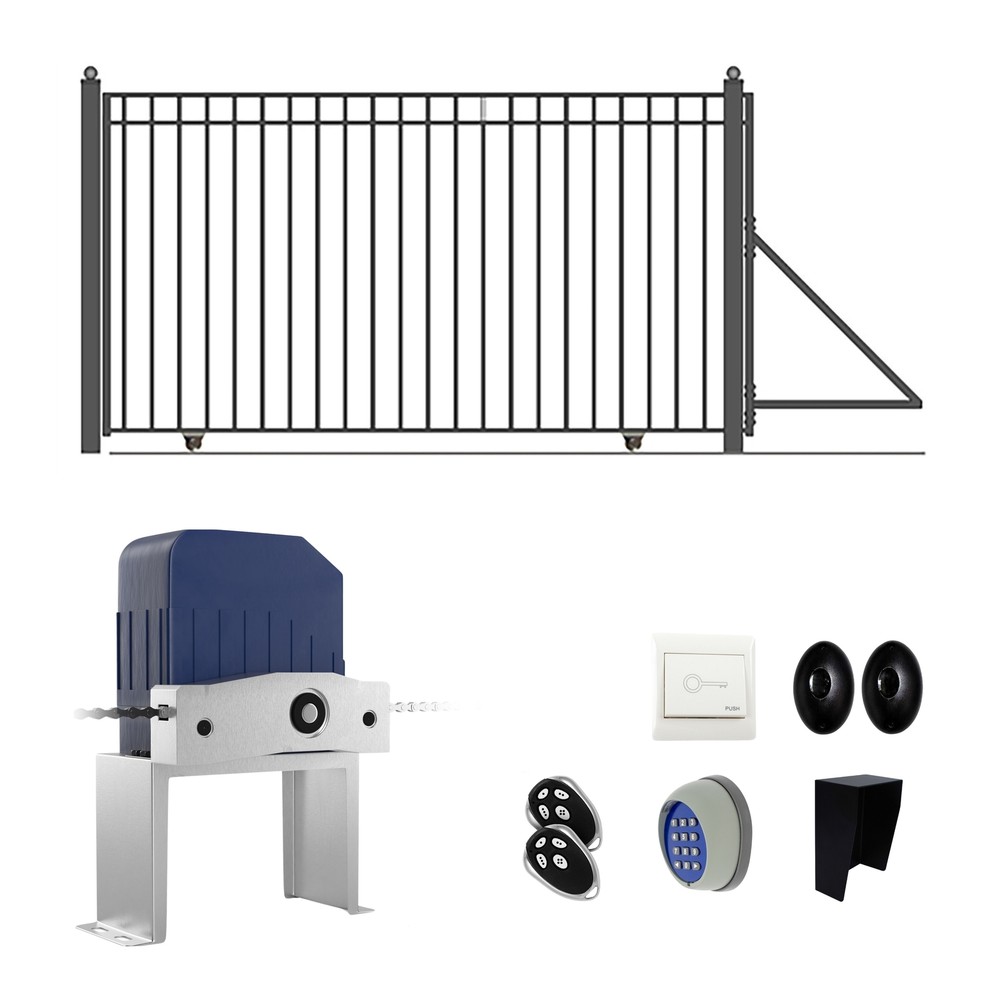 ALEKO Automated Yard Steel Sliding 16' Driveway Gate Madrid Style with Opener-image