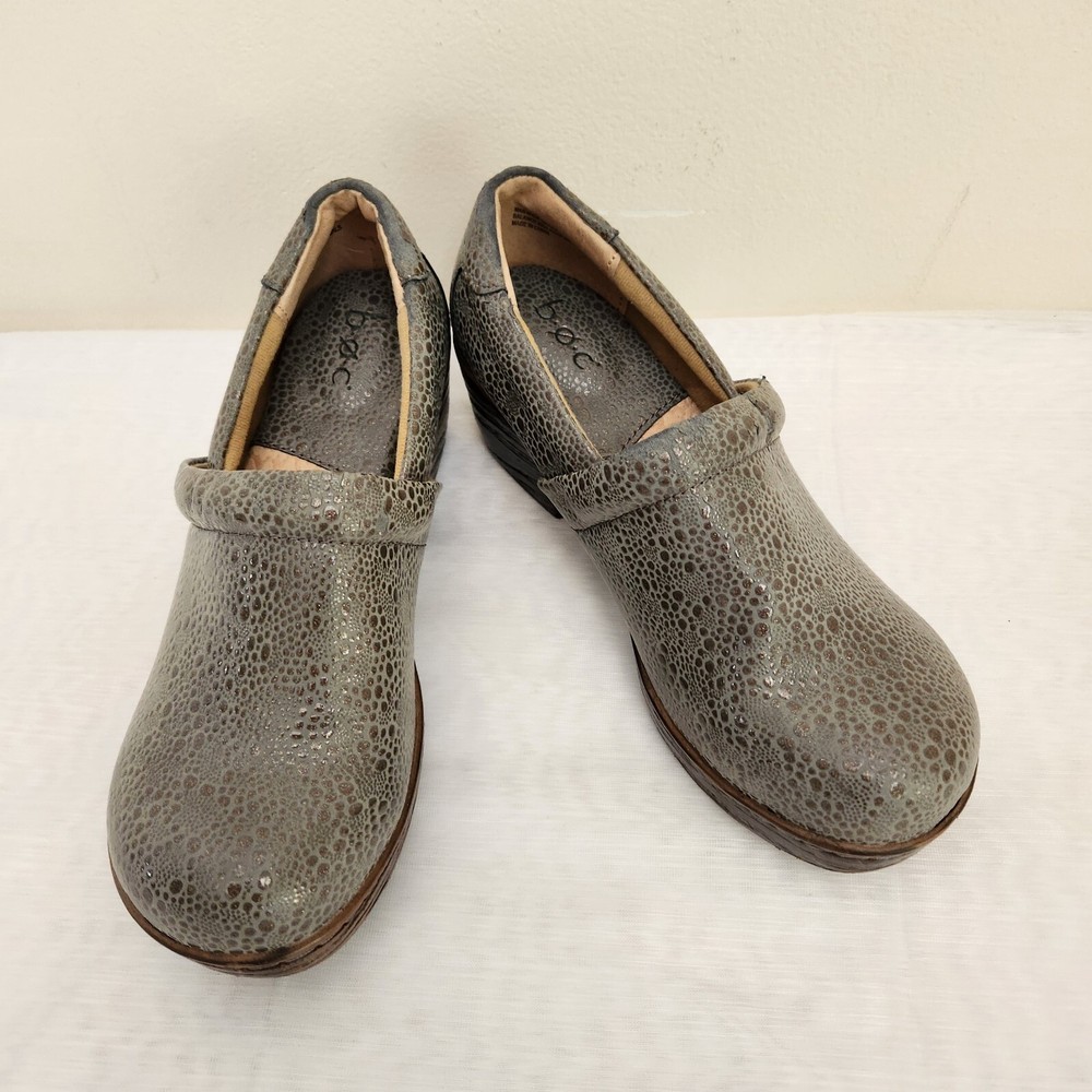 BOC Born Concept Gray Peggy Embossed Pebble Clog Women's 8 Boho Slip On