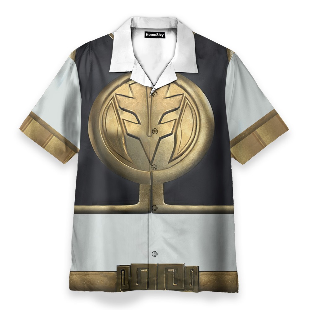 Mighty Morphin Power Rangers Movie White Cosplay Costume   Hawaiian Shirt