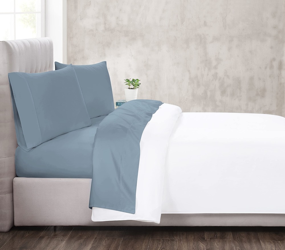 - 300 TC California King 4 Piece Sheet and Pillowcase Set - Cotton Sateen Col...