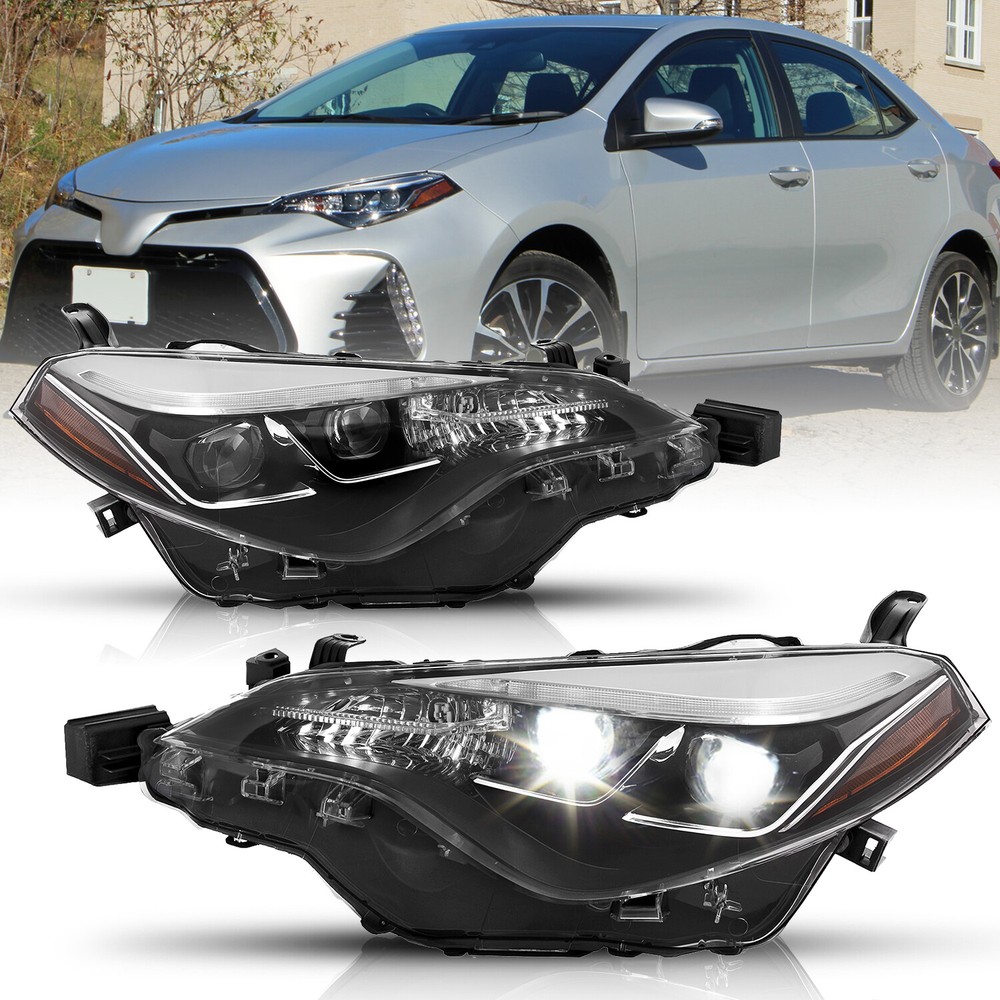 Headlights Set For 2017 2018 2019 Toyota Corolla SE XSE Left & Right Dual LED