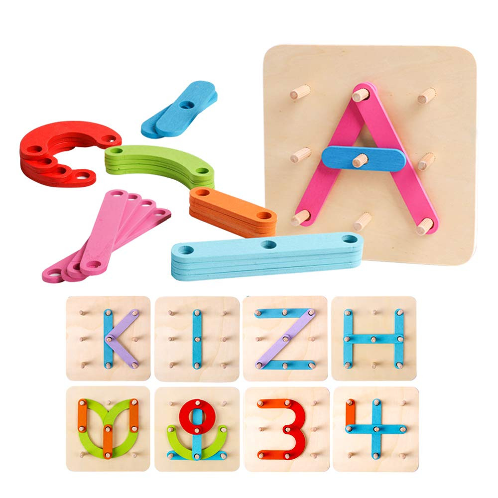 Wooden Letter and Number Construction Activity Set Educational Preschool Toys...