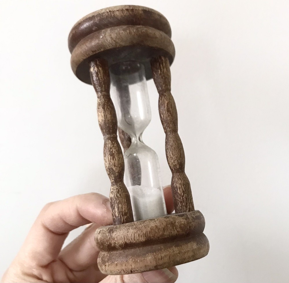 VINTAGE 1970/80’s Automated Procedures WOODEN Grooved HOURGLASS Timer VERY GOOD-image