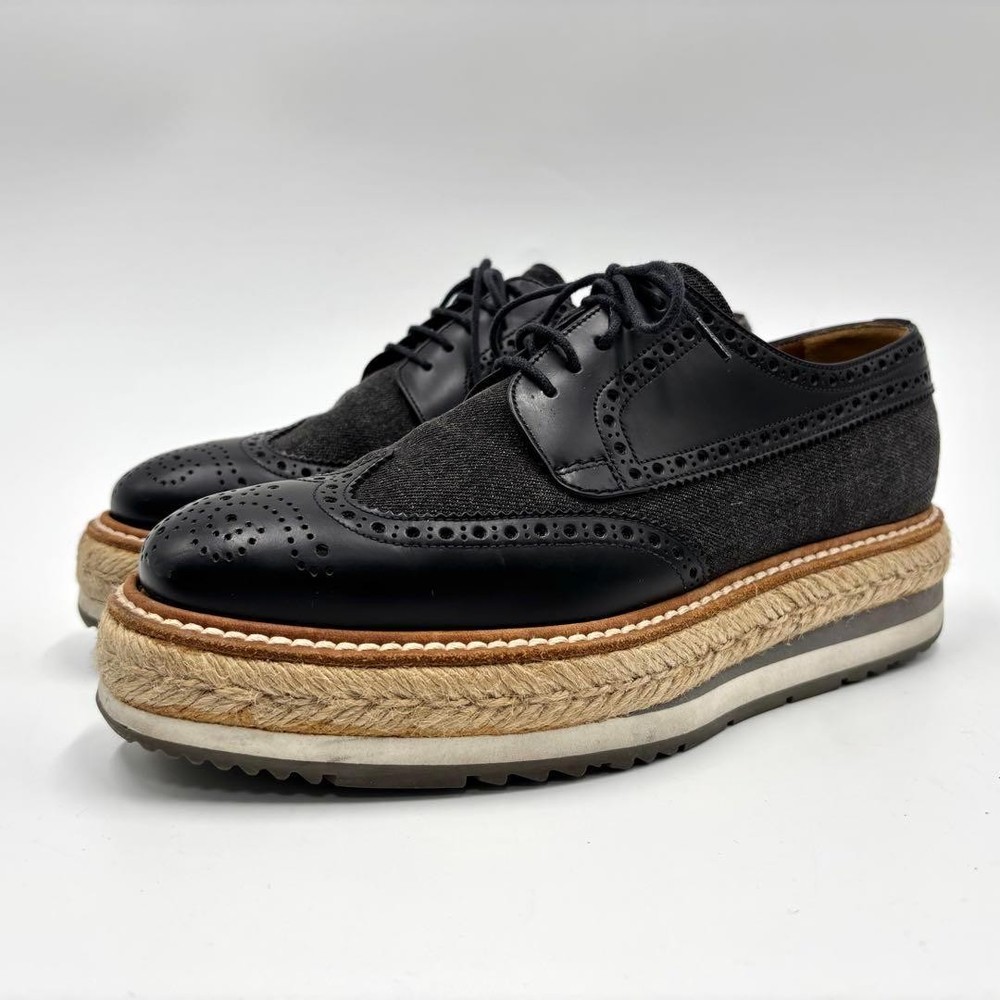 Prada Black Espadrille Loafers Size 5 US 4 UK 23cm Preowned