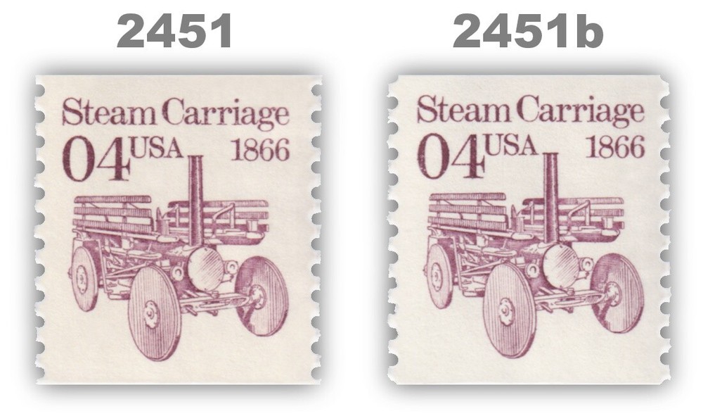 2451 2451b Steam Carriage 4c Tagging Variety Set 2 Transportation MNH - Buy Now-image
