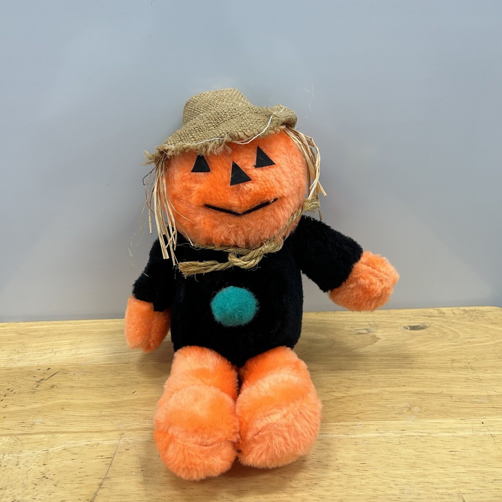 Halloween Scarecrow Plush Sitting Roni Toy 1989 8” Figure Jointed Vintage