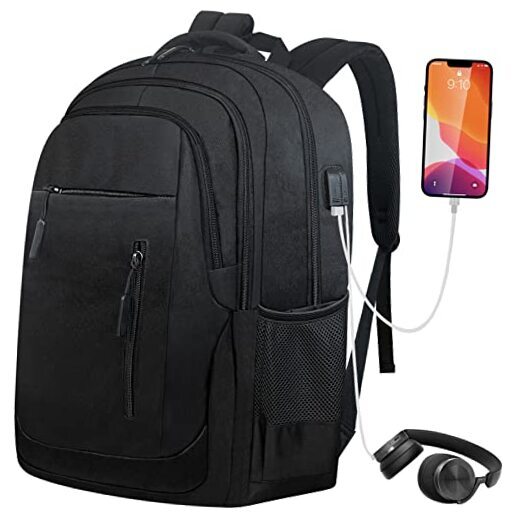 17.3 Inch Laptop Backpack for Men - Business Casual Travel Daypack in Black  