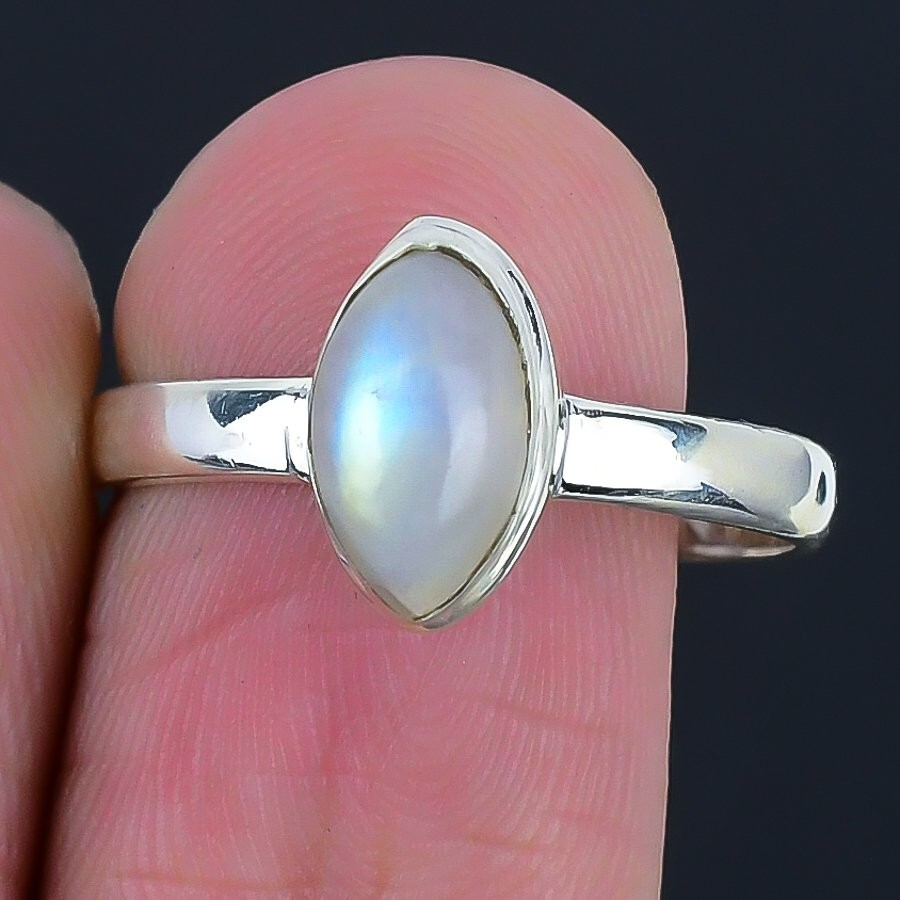 Halloween Deal Rainbow Rainbow Moonstone Stone 925 Silver New Cluster Boho Ring