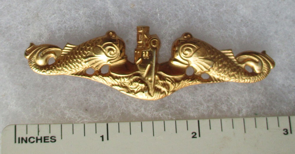 Original US  NAVY SUBMARINE OFFICER BADGE Vietnam Cold War Vintage L-22 Lordship