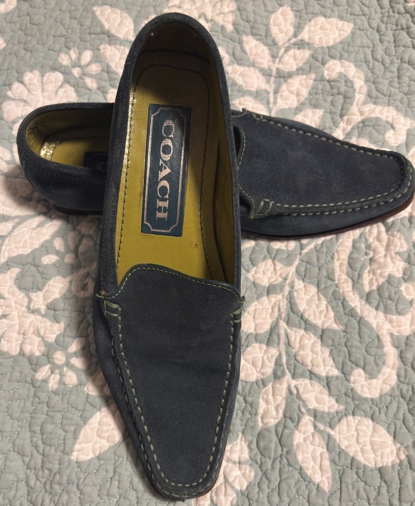 Coach Teal Green Suede Loafers for Women Size 5 - Italian Crafted Flats