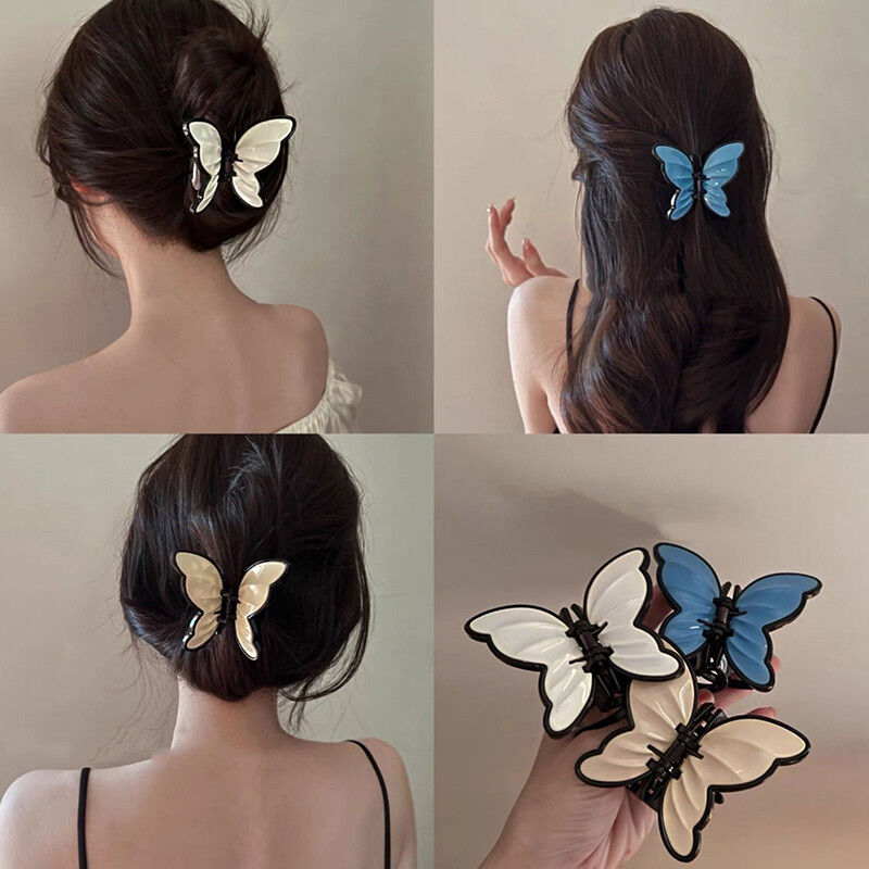New Butterfly Acrylic Hair Claw Clips For Women Korean Style Sweet Hairpia5