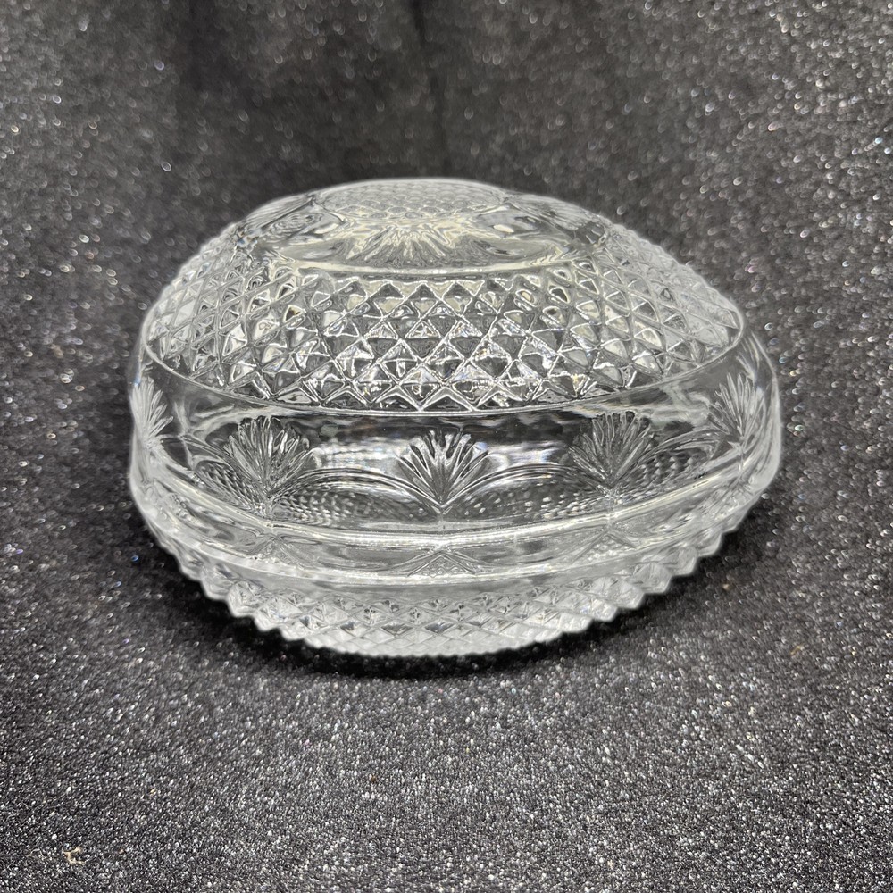 Vintage Avon Mothers Day 1977 Clear Glass Crystal Egg Candy Soap Easter Dish