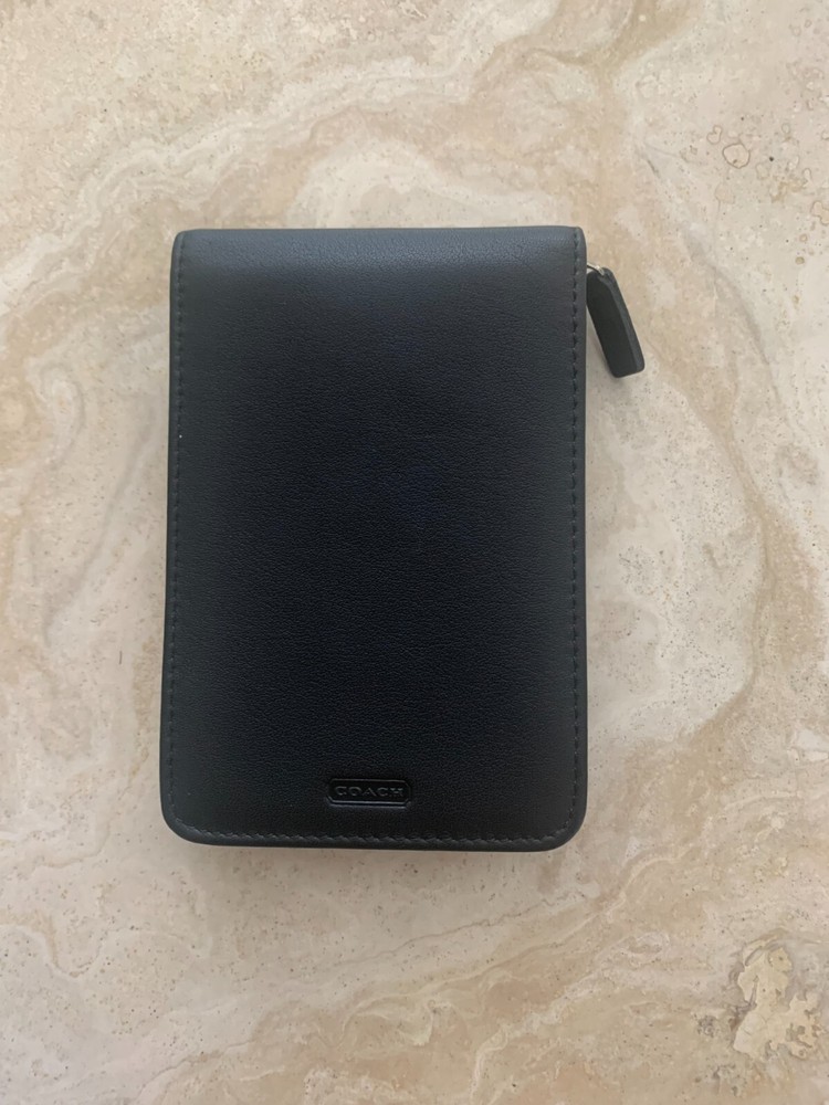 Vintage COACH Black Leather Zipper Wallet Pouch for Palm Pilot with Box & Tags