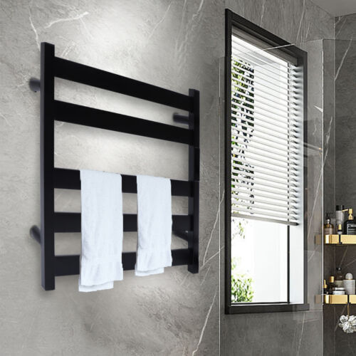 Stainless Steel Wall Mounted Electric Towel Warmer Heated 5 Bar Bathroom