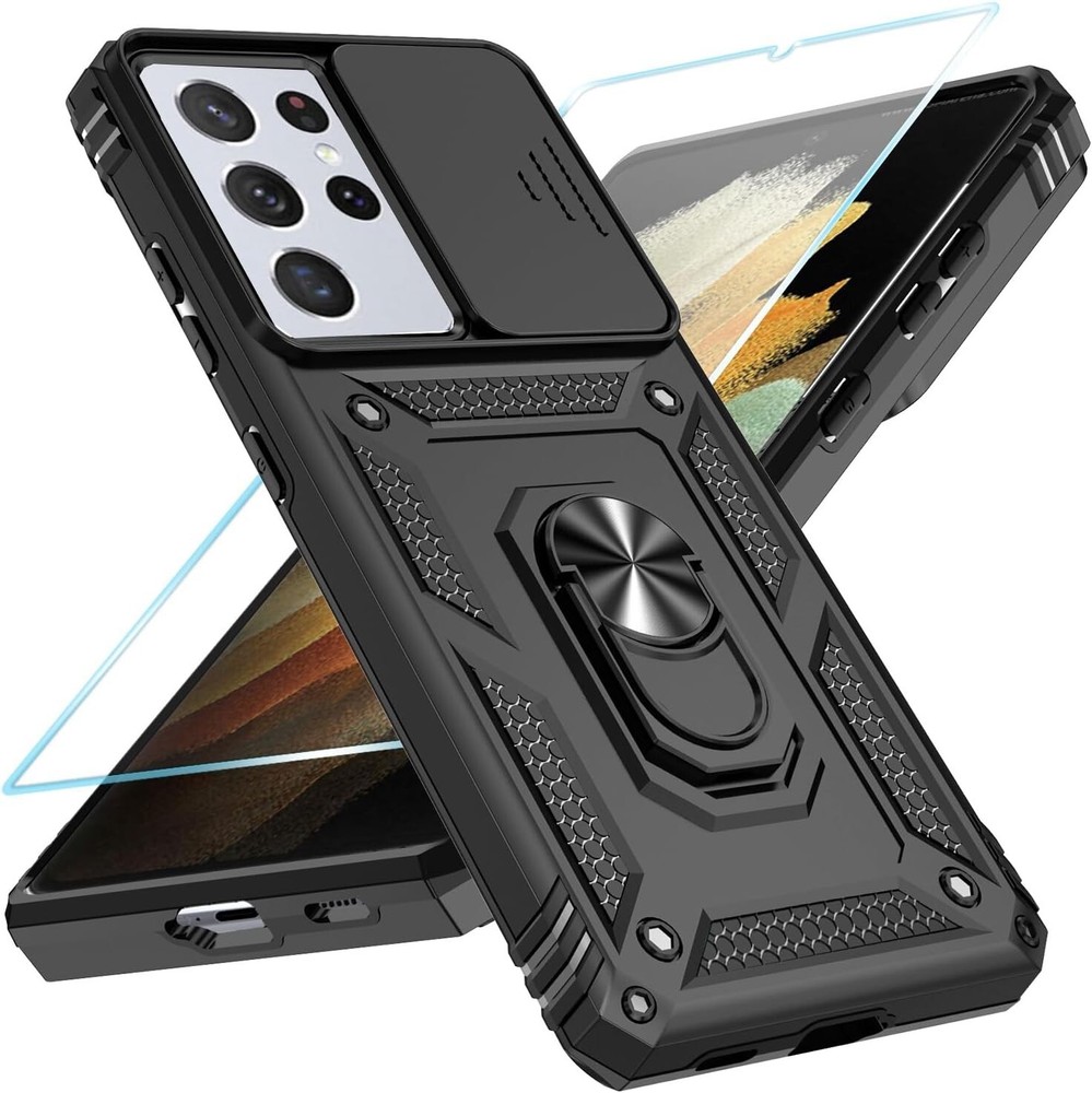 For Samsung Galaxy S21 Ultra 5G Case with Military Grade Protective Cover Black
