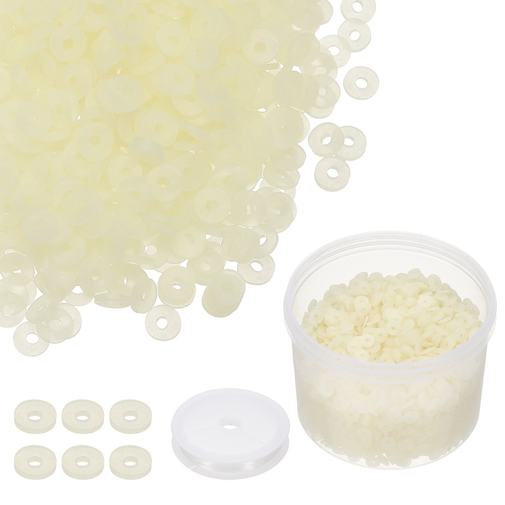 3000 Pcs Transparent 6mm Flat Clay Beads Friendship Bracelet DIY Kit with Cord