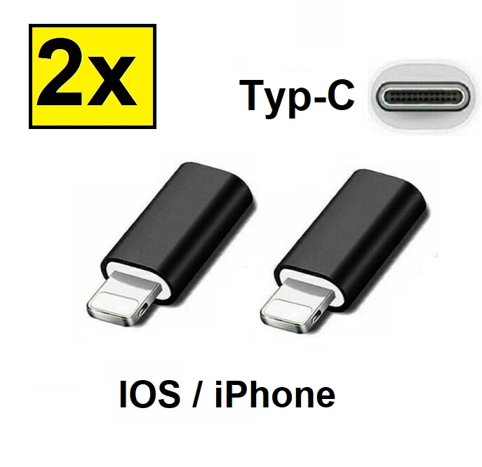 2pcs USB-C to Lightning Adapter for iPhone 14 13 12 11 XR XS SE