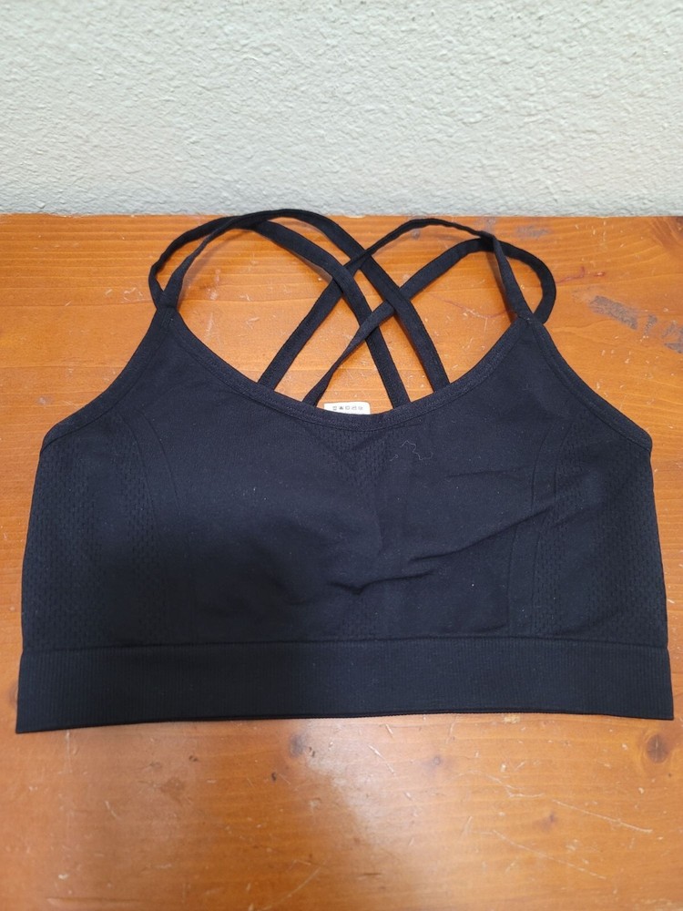 Reebok Womens Black Strappy Sports Bra S 95% Nylon 5% Spandex