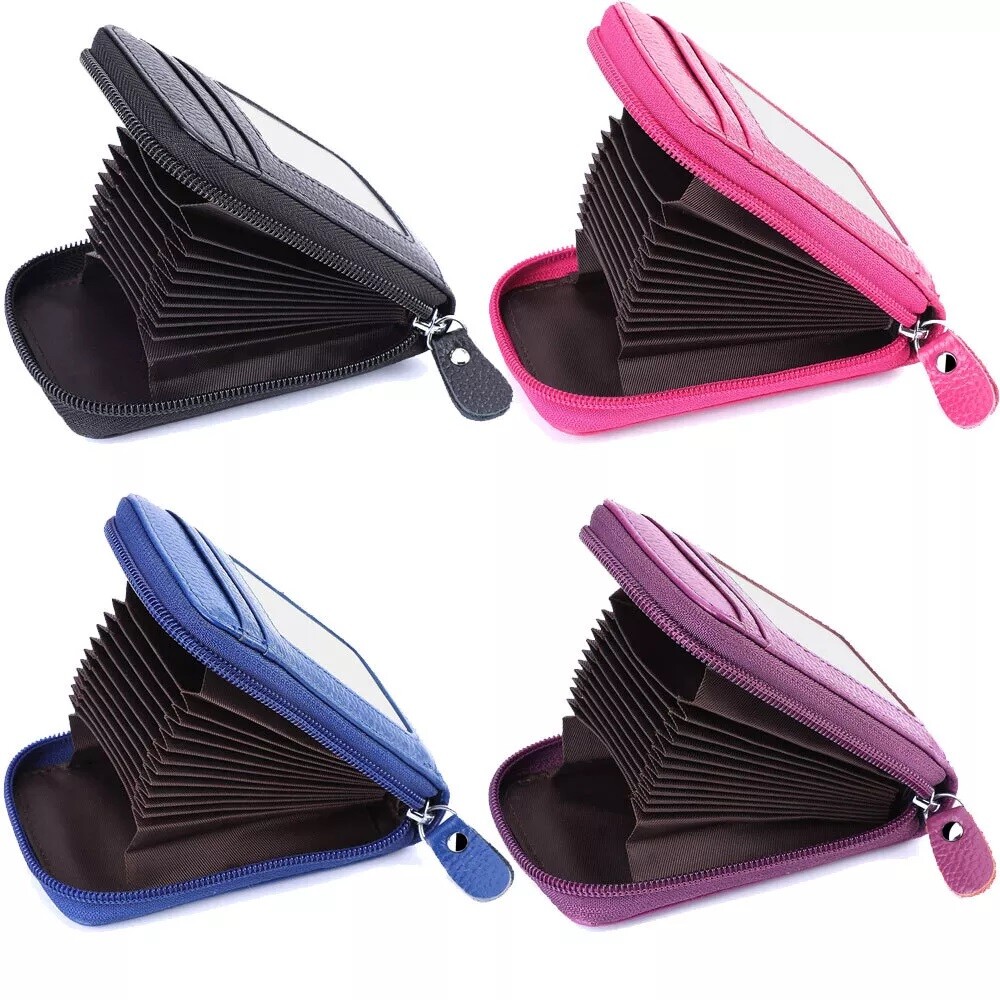 RFID Blocking Leather Zipper Card Case Wallet for Women & Men - Secure & Compact Gift-image