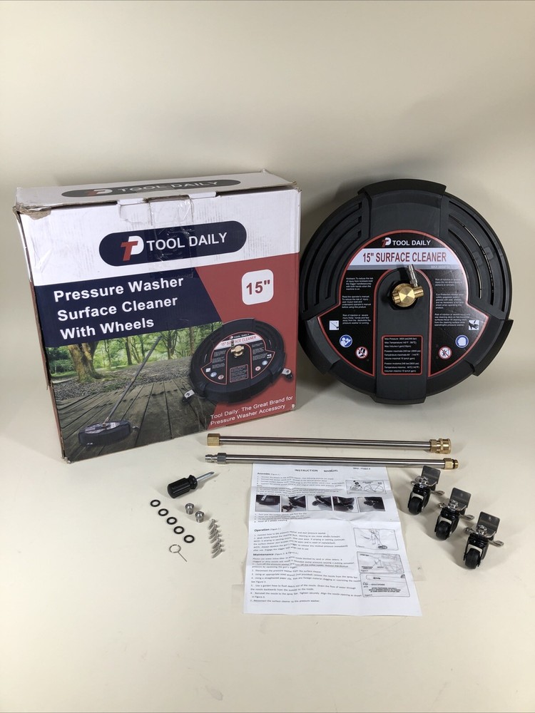 15 Inch Pressure Washer with Wheels 2 Extension Wands and Extra Nozzles  