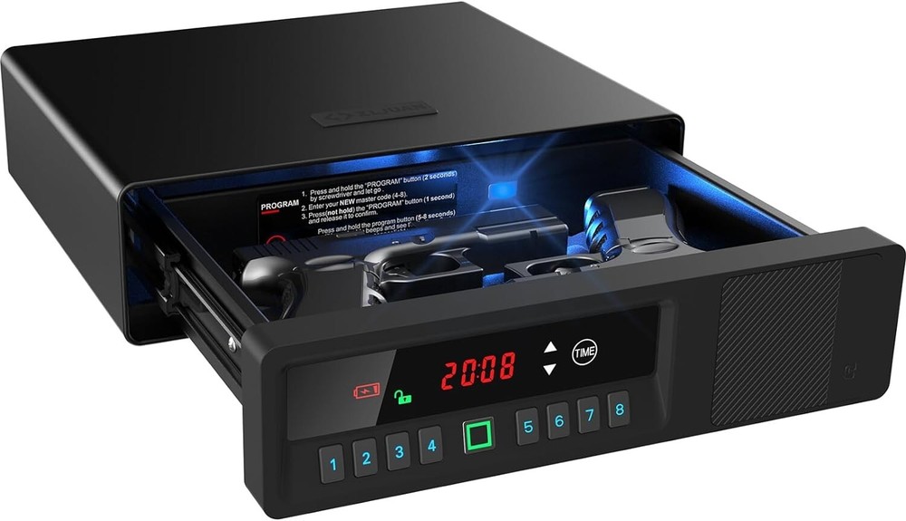 Biometric Fingerprint Slide-Away Handgun Safe Two Pistols-image