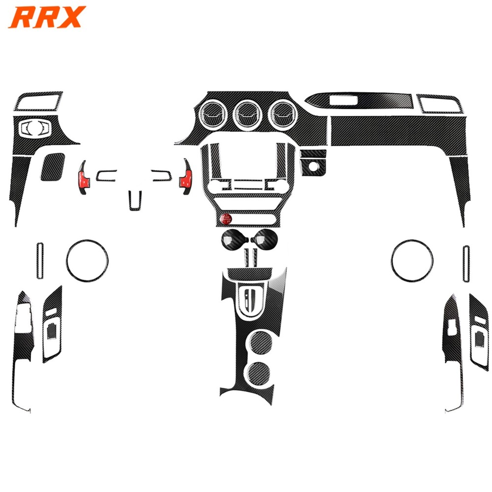 56Pcs For Ford Mustang 15-20 Real Carbon Fiber Kits Full Interior Trim Cover Set