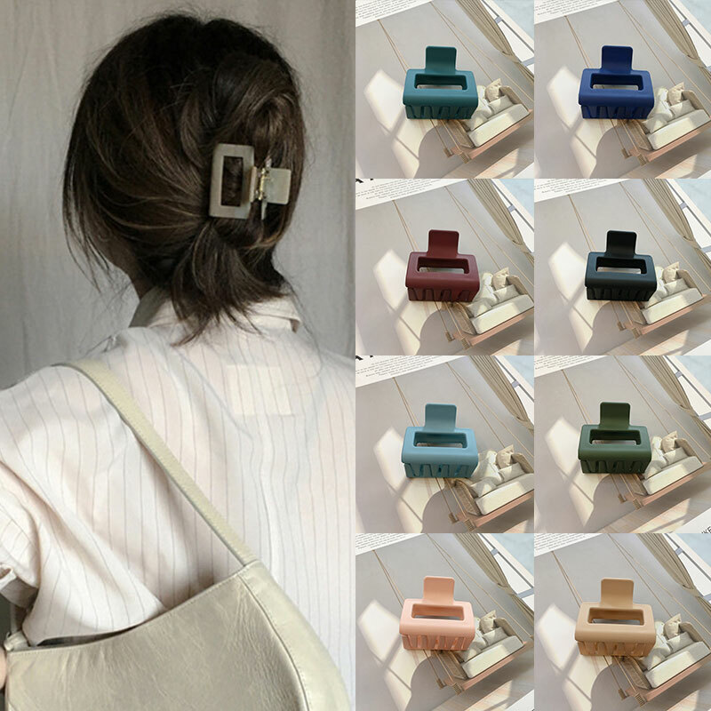 Women Matte Square Hair Claw Clip Crab Clamp Frosted Barrettes Hairpin Hairgrip