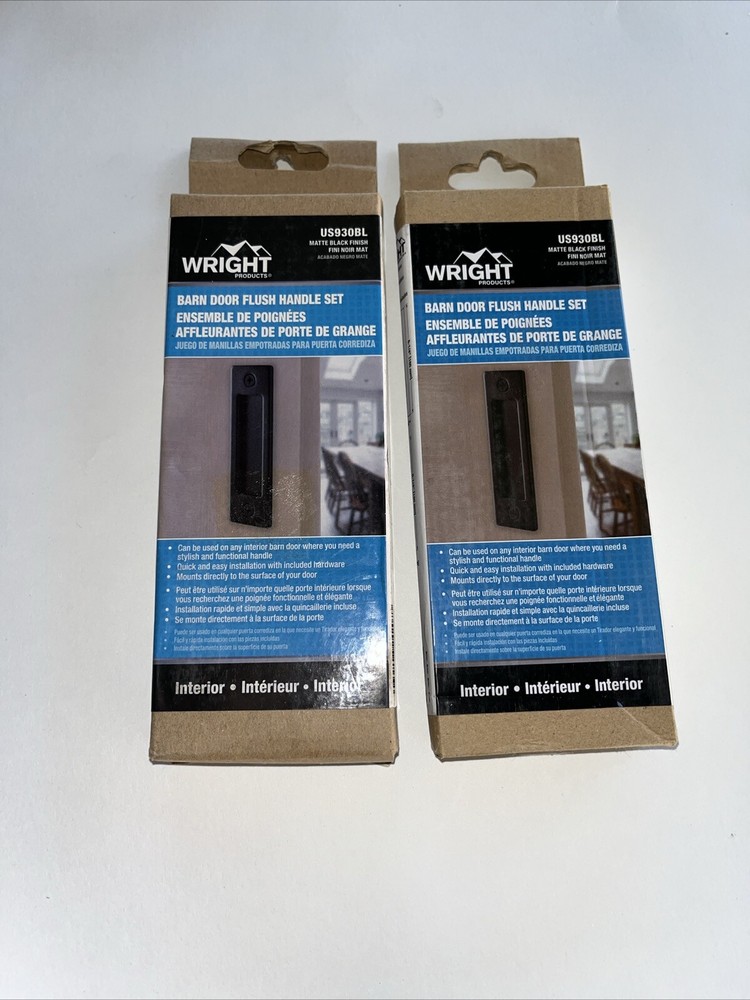Lot of 2 Wright Barn Door Flush Handle Set US930BL interior Parts Included Black