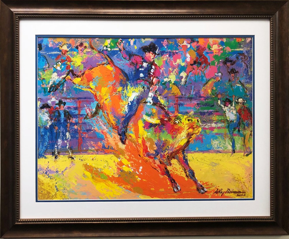 LeRoy Neiman Bull Rider Adriano Custom Framed Lithograph New Stadium Edition