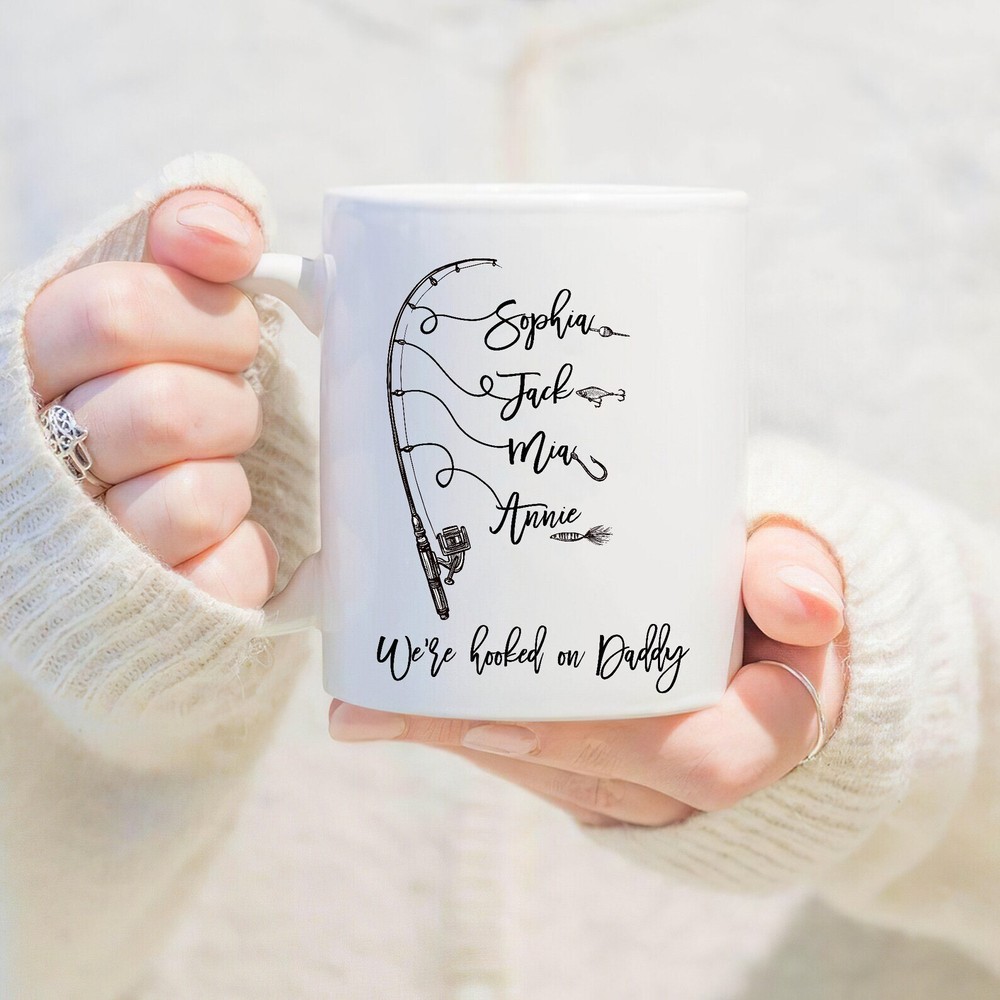 Personalized Hooked On Poppy Mugdaddy Fishing Mug Gift For Dad Mug For Grandpa