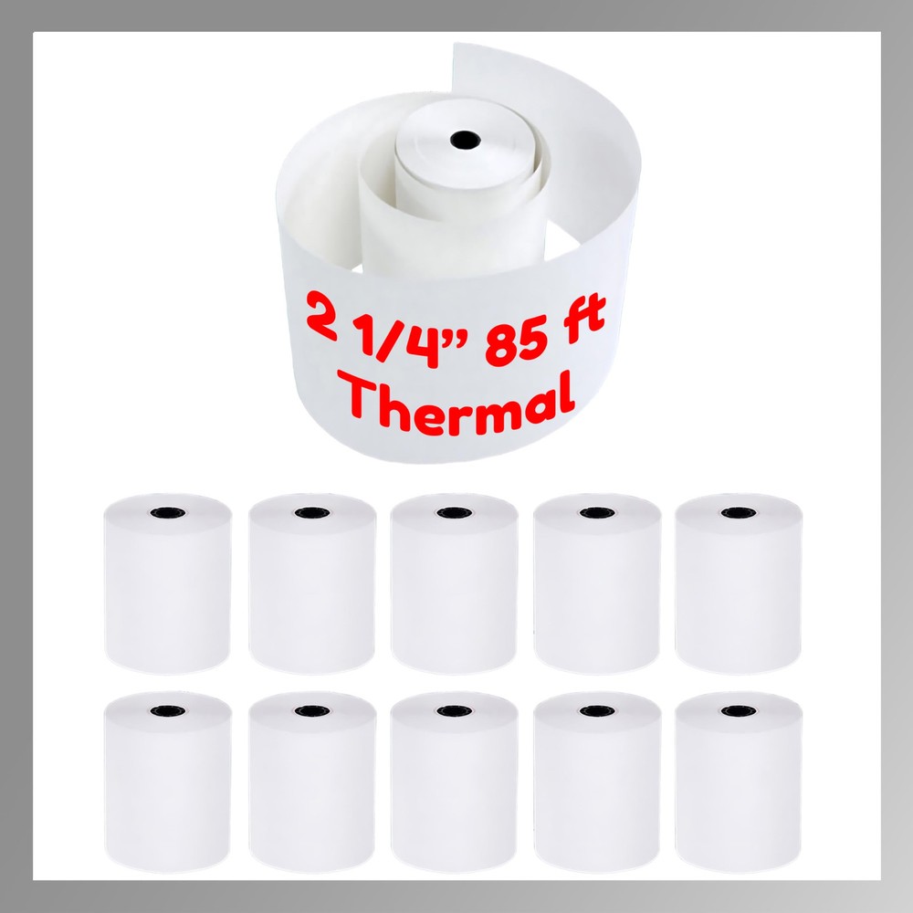 2.25 x 85 ft Thermal Receipt Paper – 10 Pack Printer Rolls  